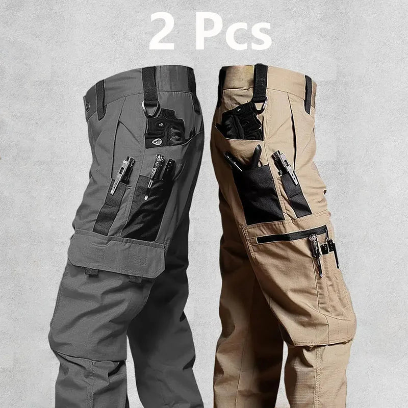 2Pcs  Men's Tactical Outdoor Waterproof Cargo Pants