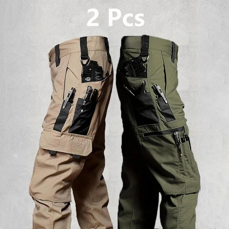 2Pcs  Men's Tactical Outdoor Waterproof Cargo Pants
