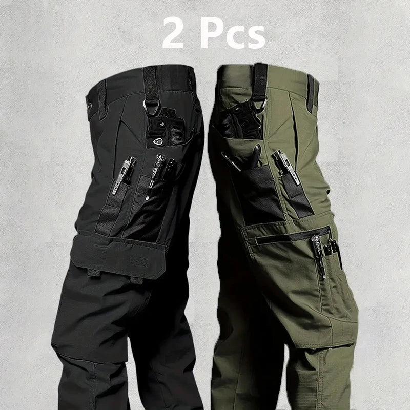 2Pcs  Men's Tactical Outdoor Waterproof Cargo Pants