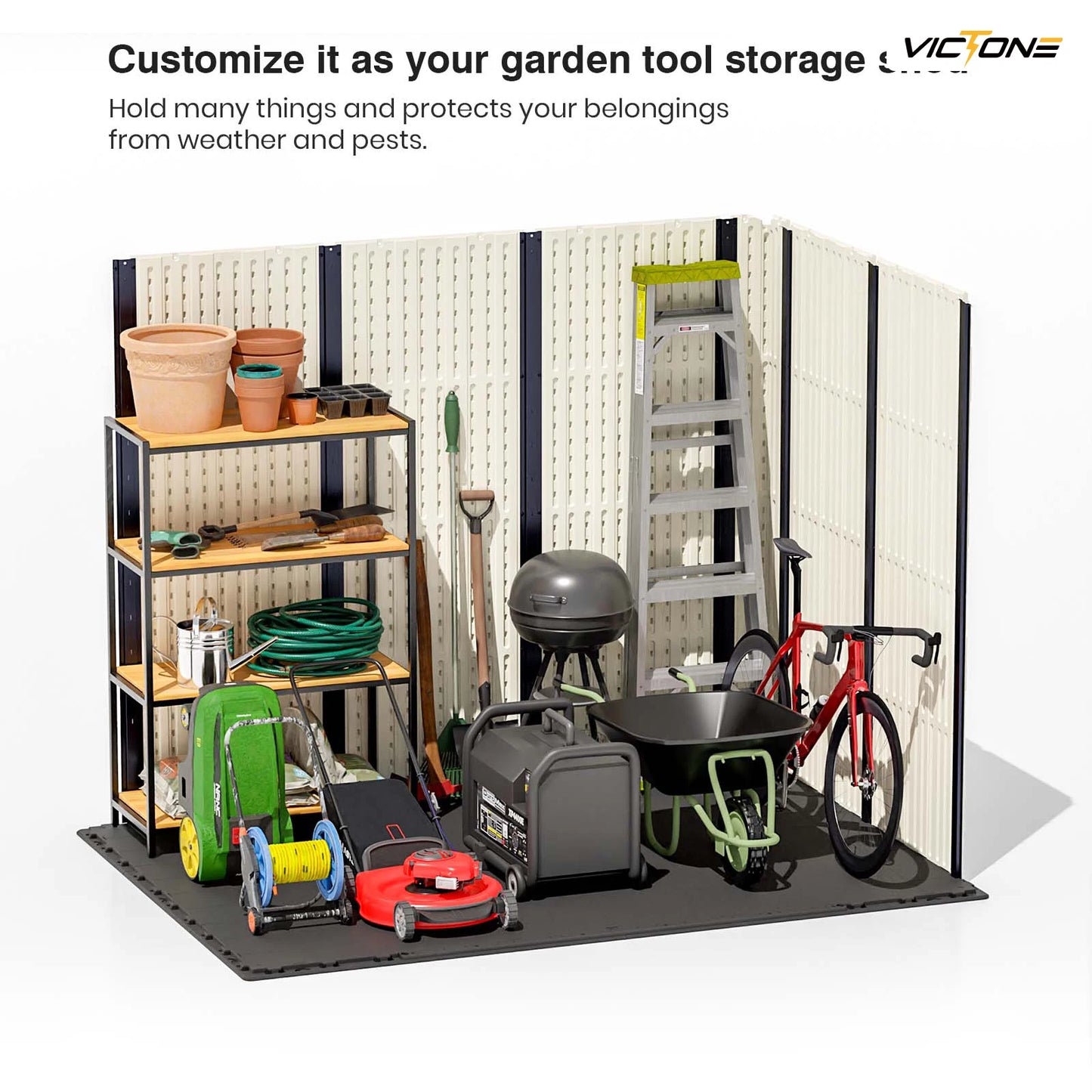 8' x 6' Resin Storage Shed with Floor, Window and Lockable Door
