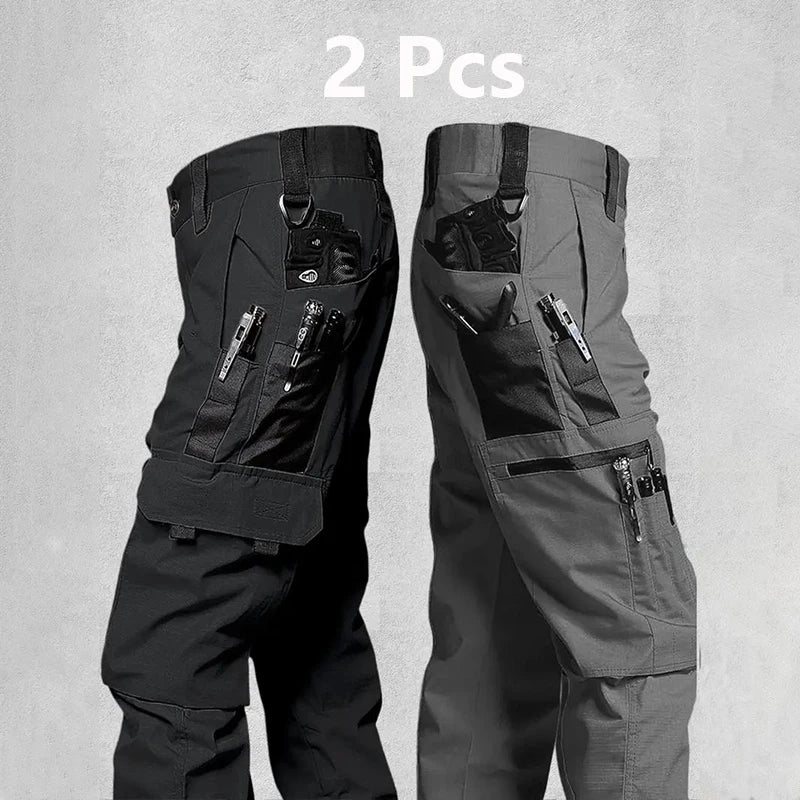 2Pcs  Men's Tactical Outdoor Waterproof Cargo Pants