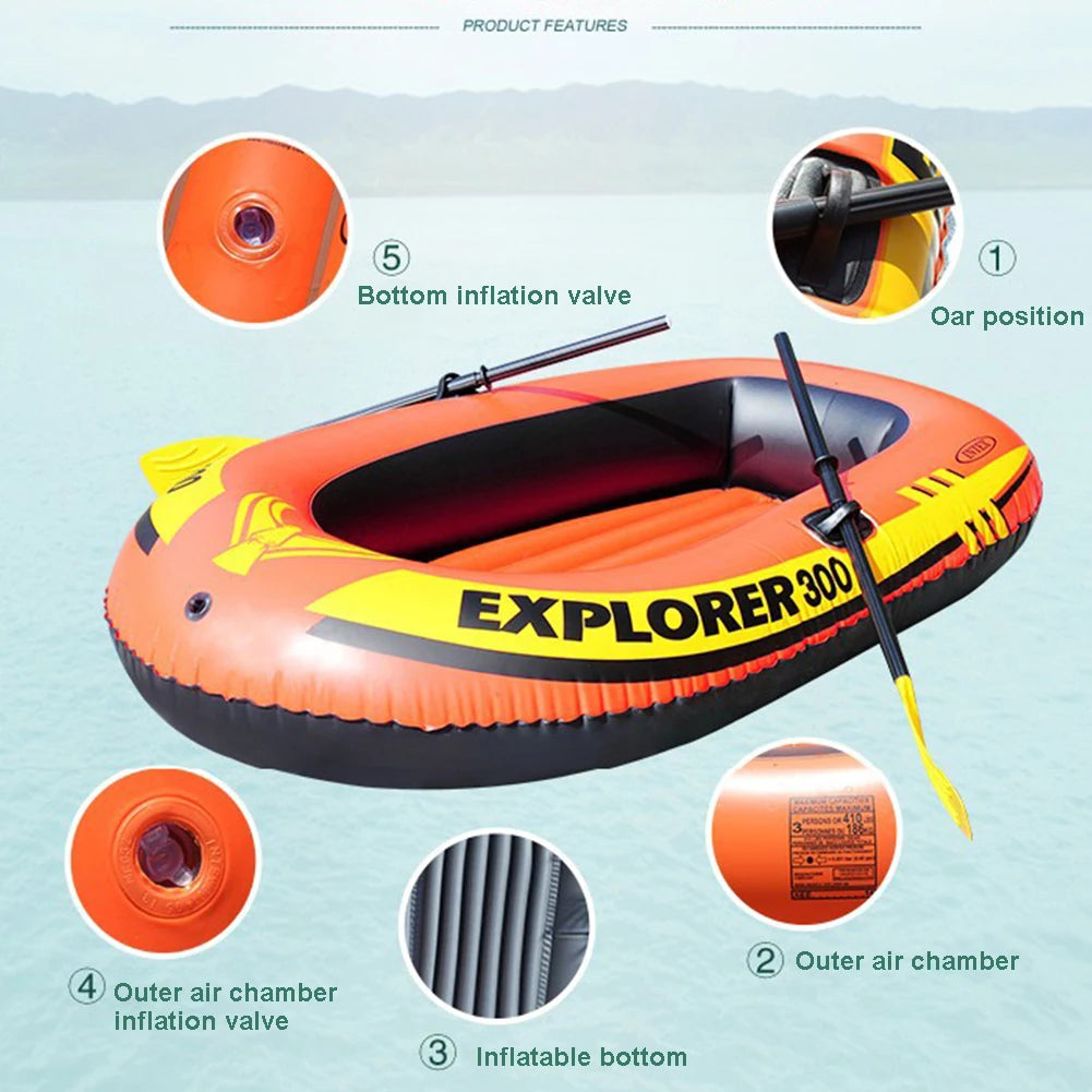 2/3 People inflatable Boat with 2 Paddles and Manual Pump
