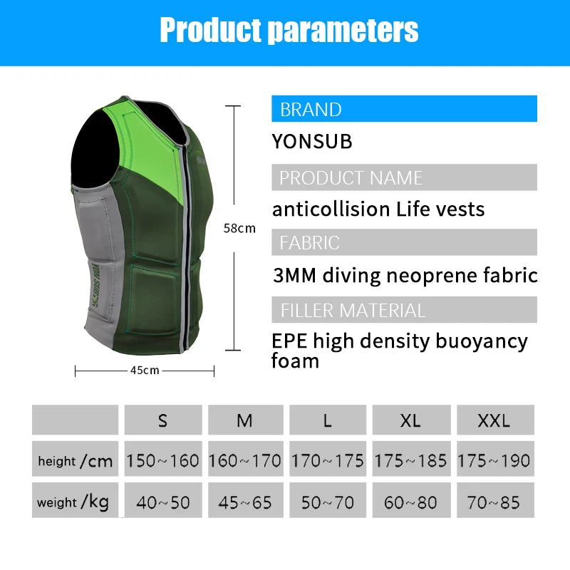 Outdoor Rafting Neoprene Life Jacket - Adult