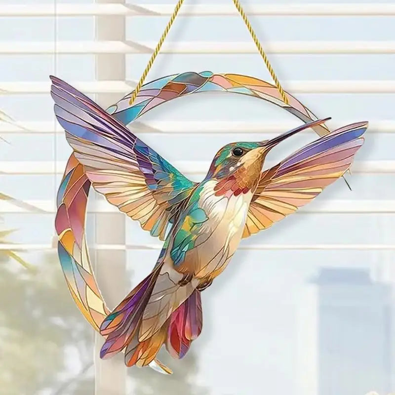 Acrylic Stained Glass Handicraft Hanging Hummingbird