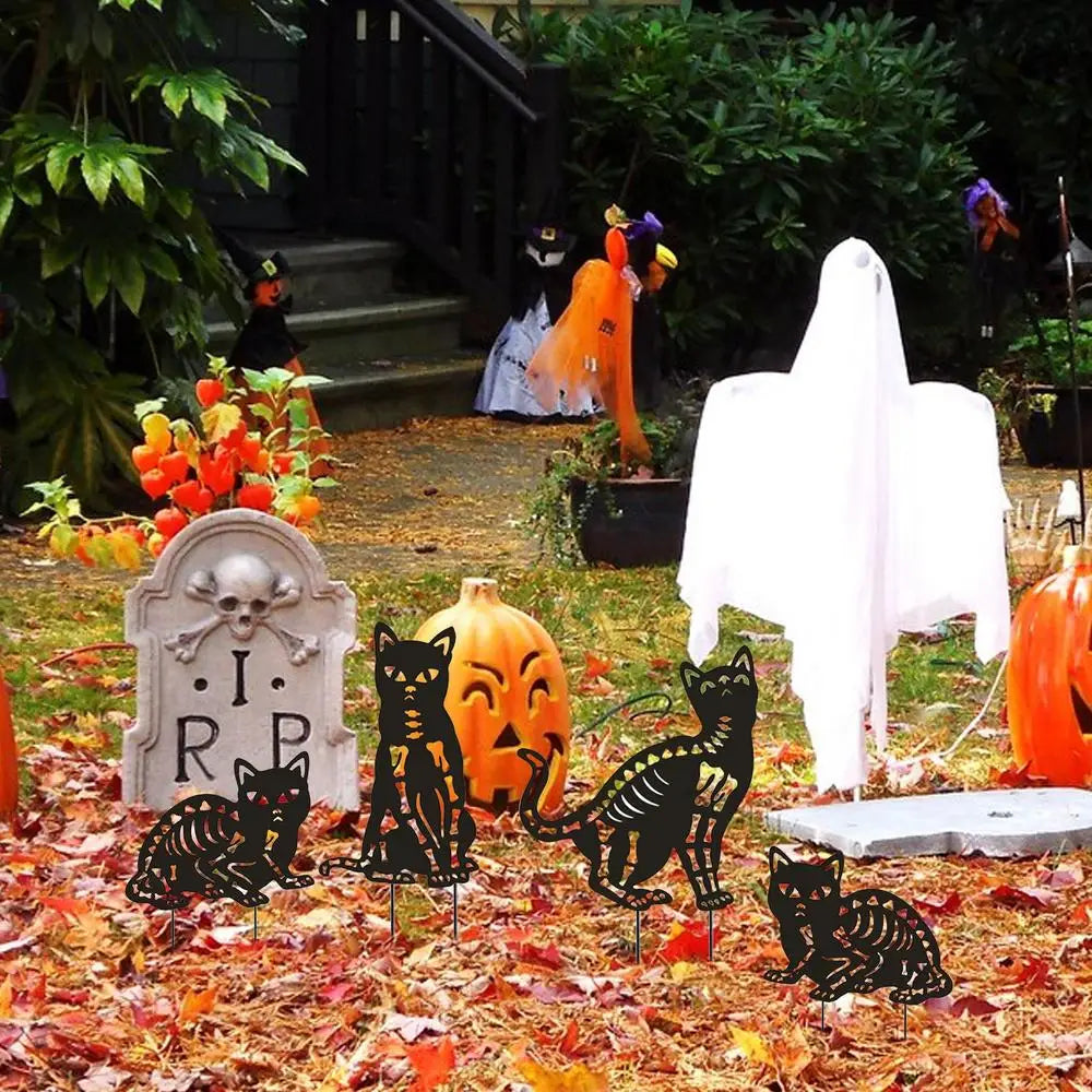 Cat Silhouette Garden Stake Set Of 4