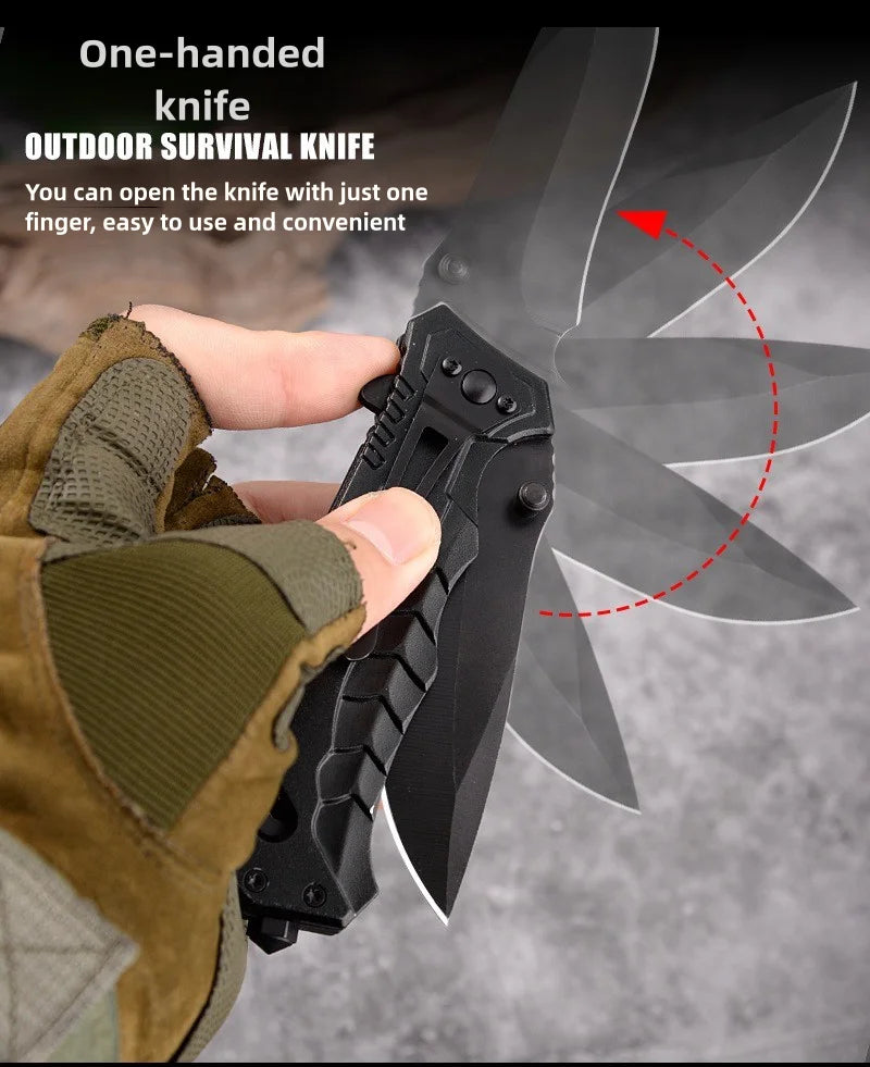 Multi functional camping knife with safety lock