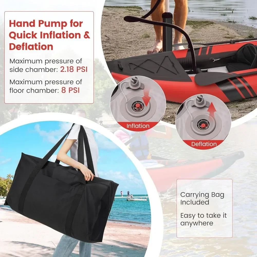 Inflatable Tandem Kayak with 2 Aluminum Paddles -12.5'