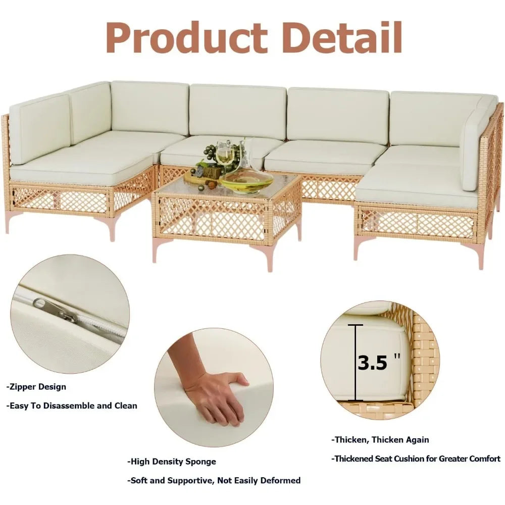 7 Piece Patio Sectional Furniture Set