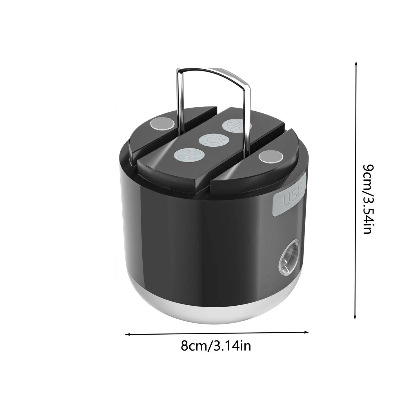 LED Rechargeable Camping Lantern W/Fan, 4 Light Modes, Spray Function