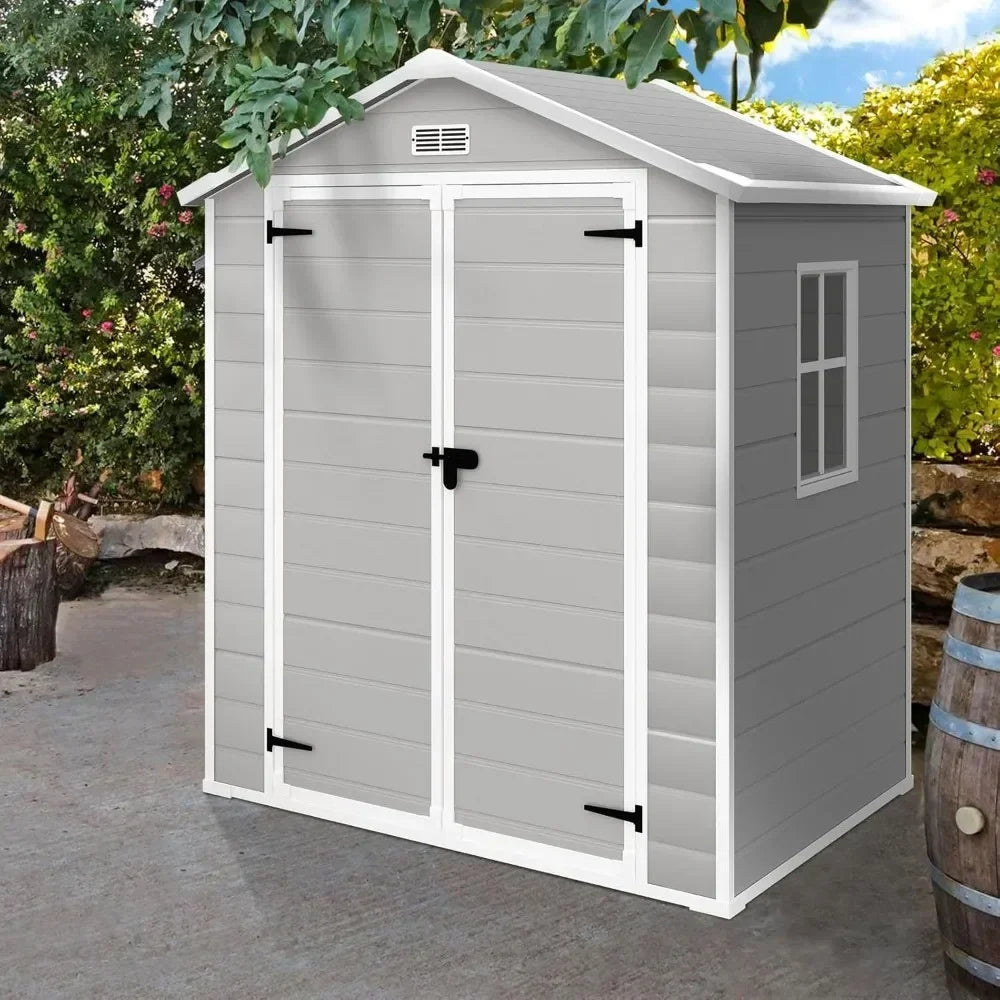 Resin Shed 6x4.4FT, with Floor, Lockable Doors