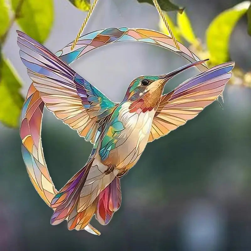 Acrylic Stained Glass Handicraft Hanging Hummingbird
