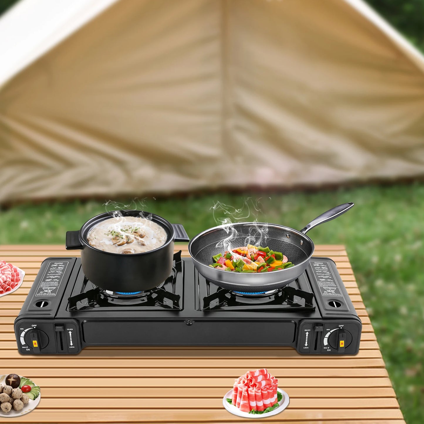 Portable Propane Stove with Safety Lock & Carrying Case
