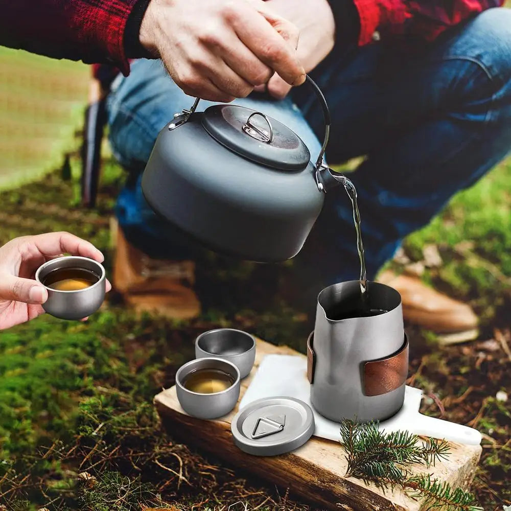 Lightweight Titanium Tea/Coffee Pot Set 3 Cups