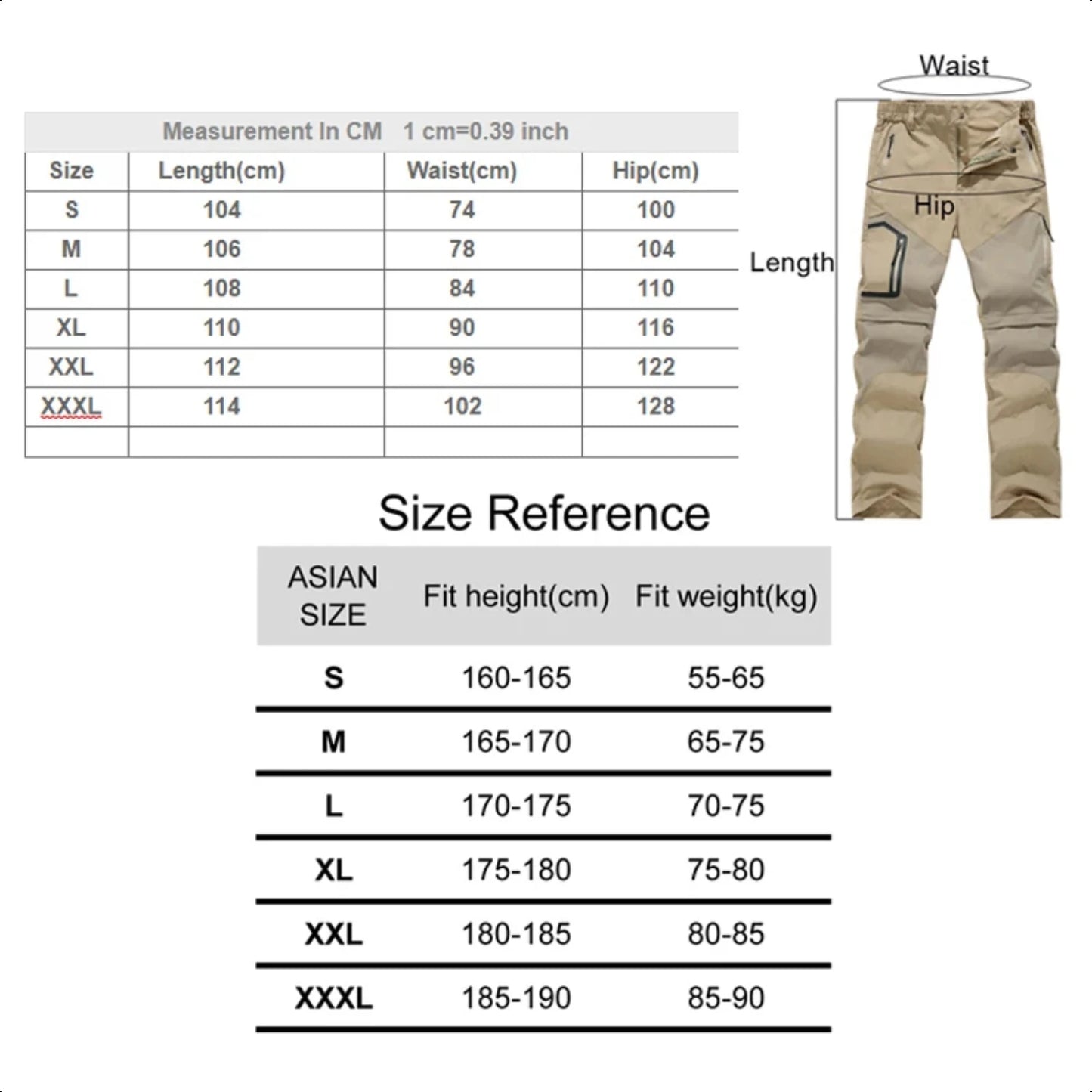 Men's Outdoor Hiking Pants Convertible To Shorts