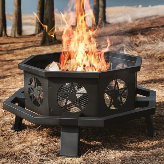 35 Wood Burning Fire Pit with Cooking Grill