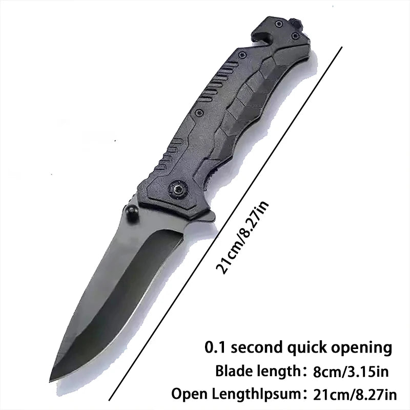 Multi functional camping knife with safety lock