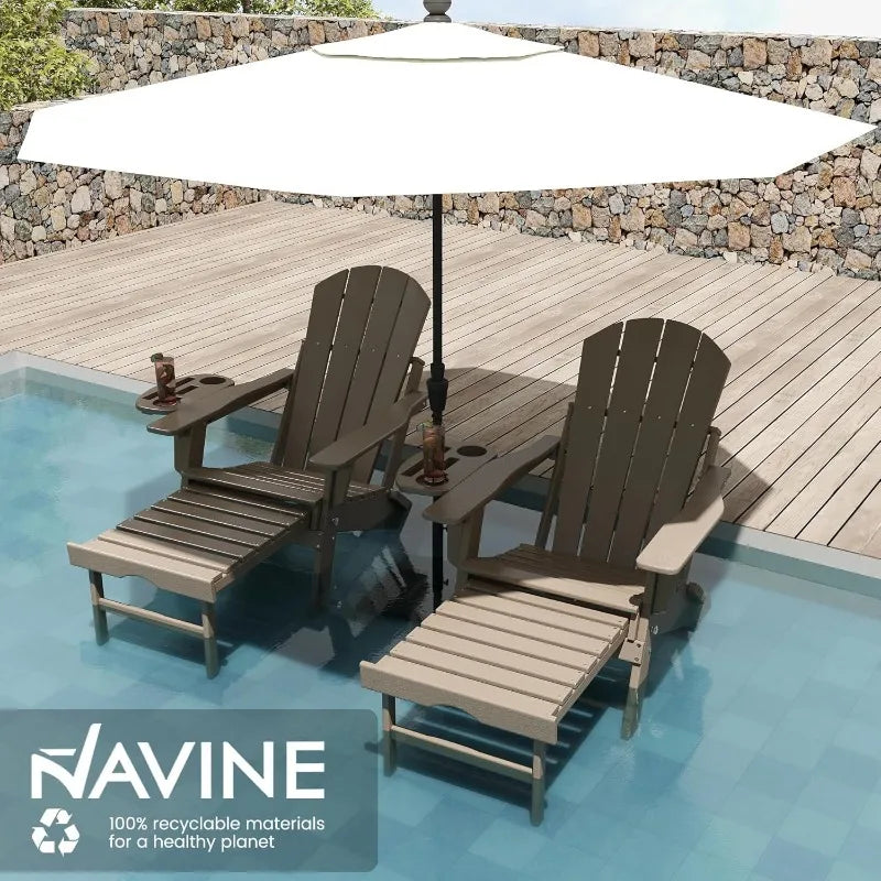 Adjustable Adirondack Chair with Retractable Ottoman Set of 2