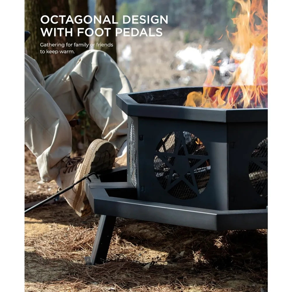 35 Wood Burning Fire Pit with Cooking Grill