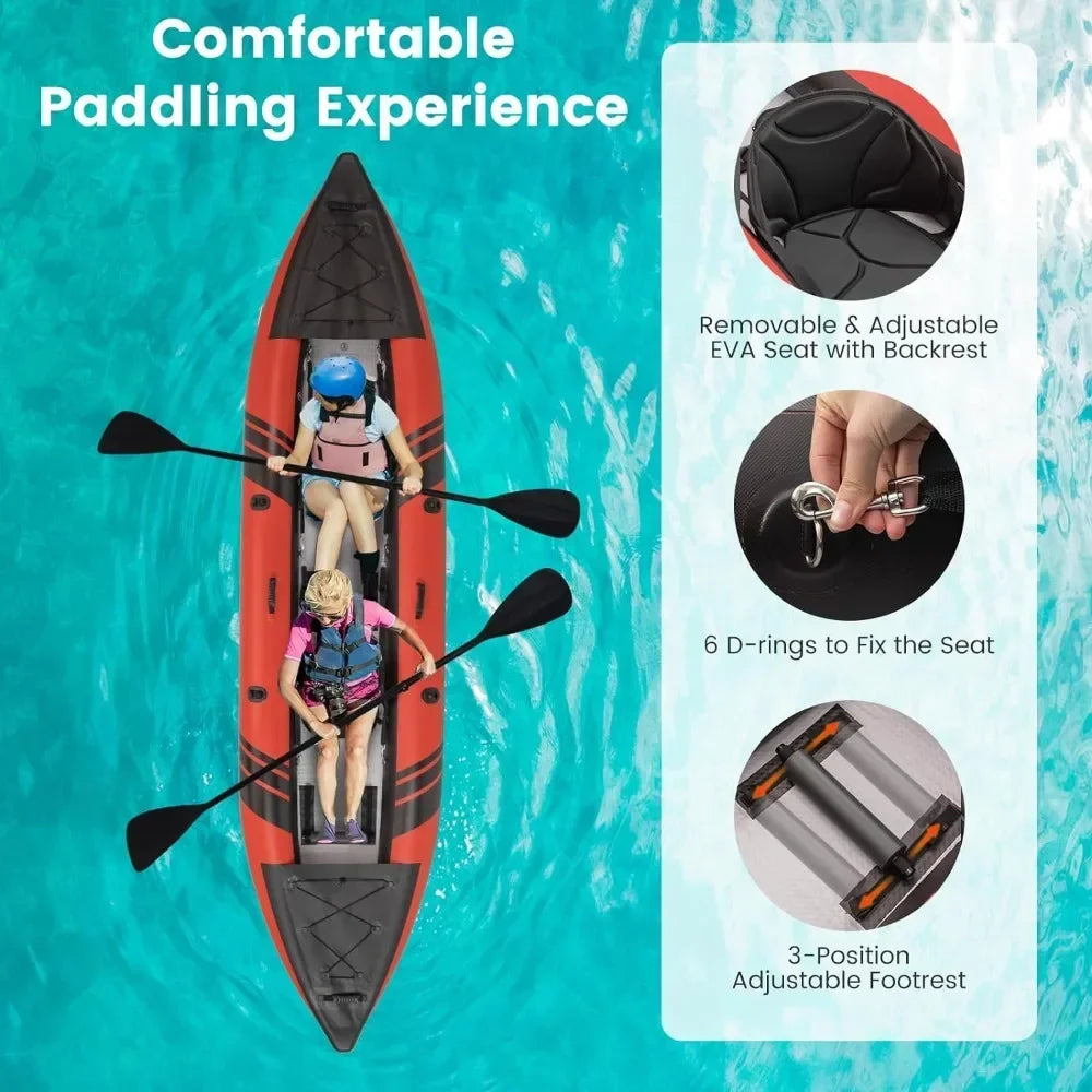 Inflatable Tandem Kayak with 2 Aluminum Paddles -12.5'