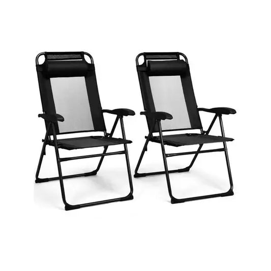 2 Pieces Patio Adjustable Folding Chairs