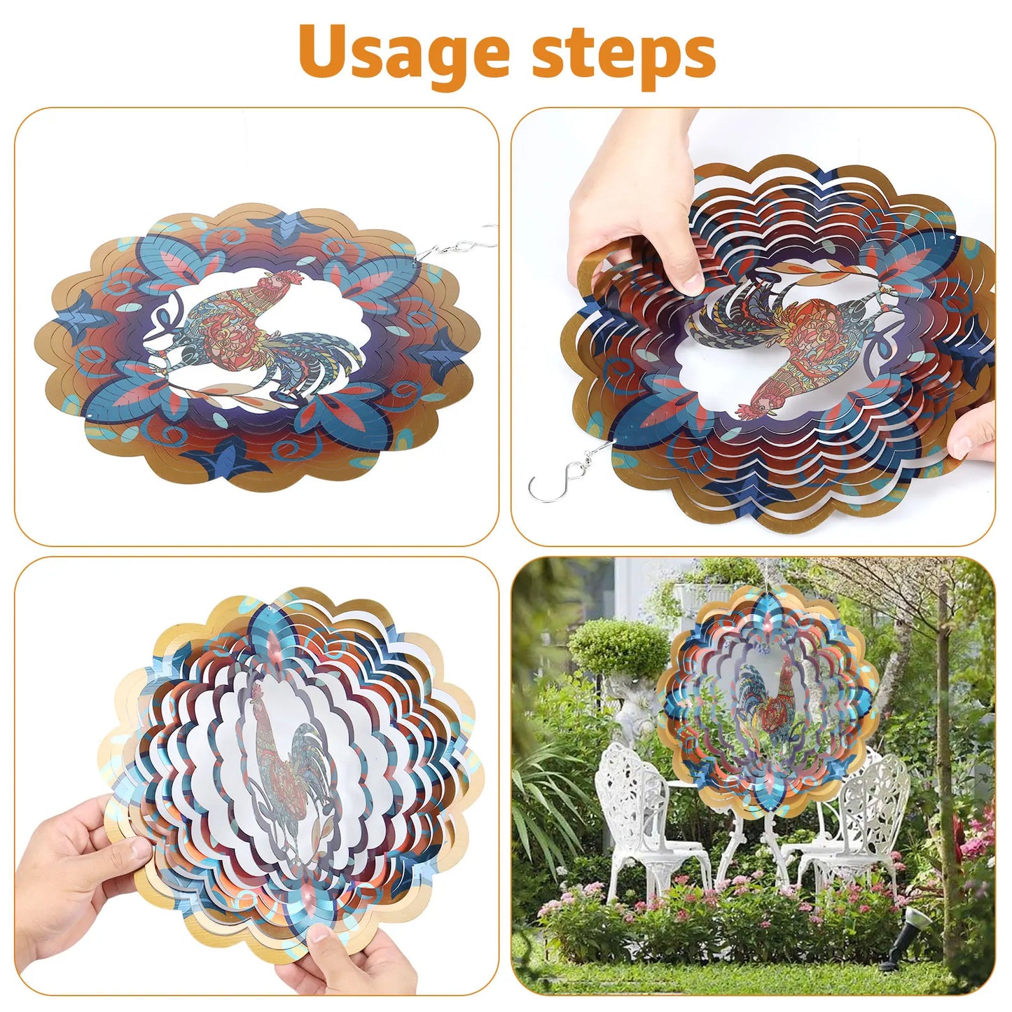 3D Metal Wind Kinetic Hanging Spinner