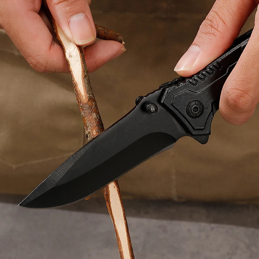 Multi functional camping knife with safety lock