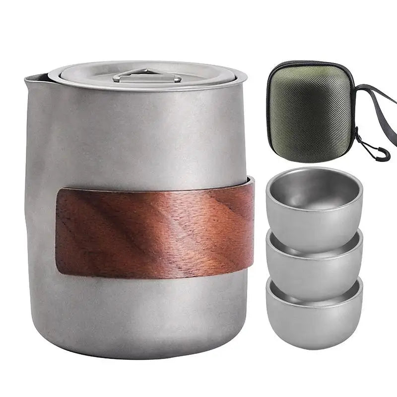 Lightweight Titanium Tea/Coffee Pot Set 3 Cups