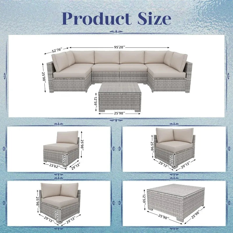 7 Pieces All-Weather Modular Sofa