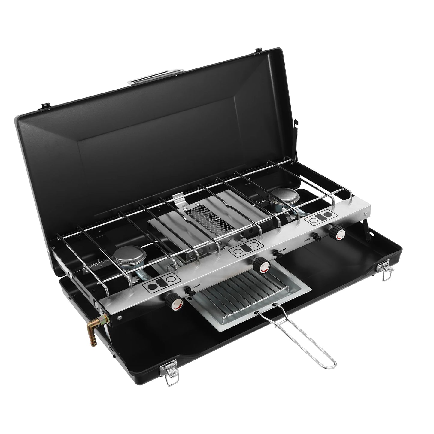 3 Burner Portable Gas Camping Stove W/ Grid + Tray