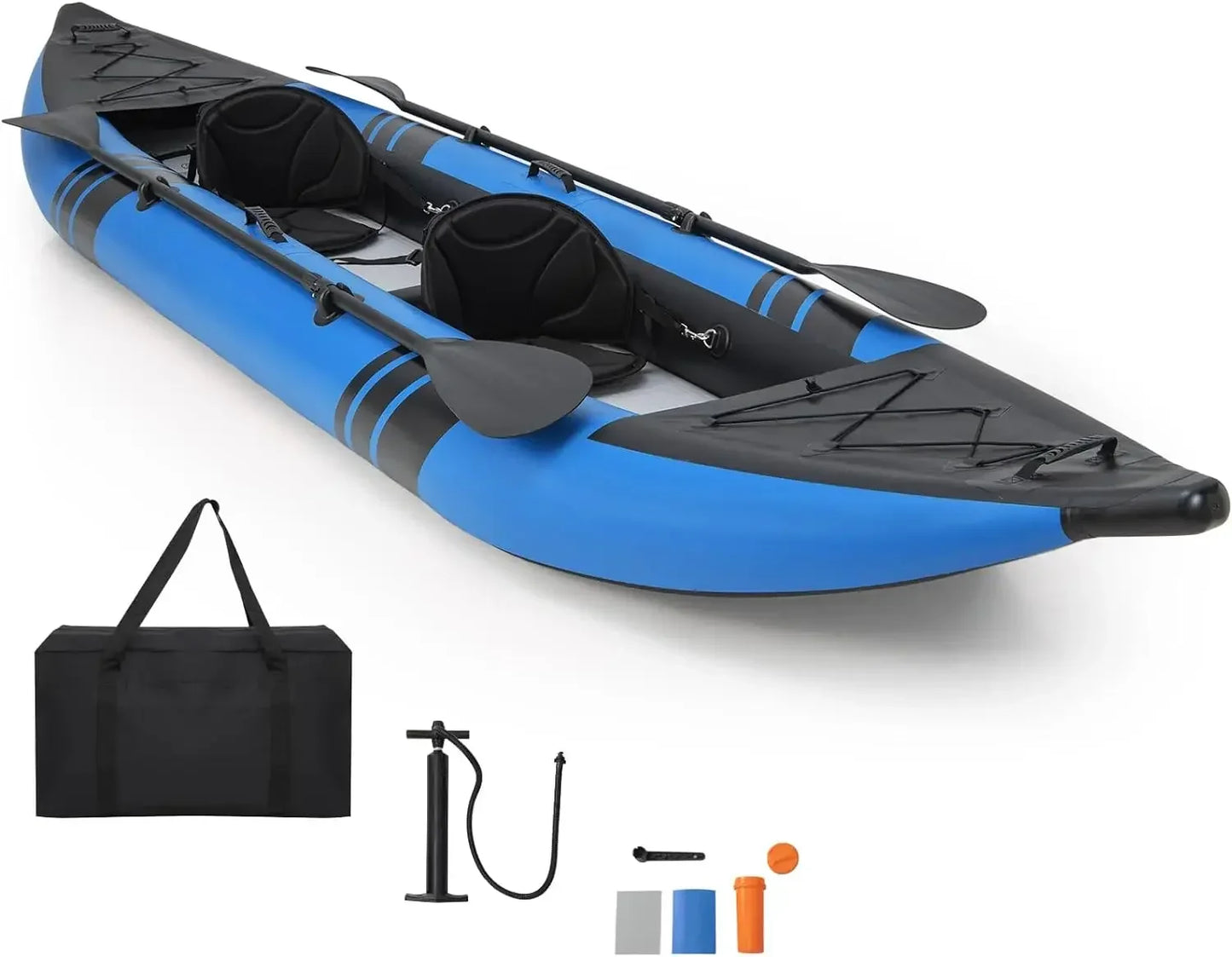 Inflatable Tandem Kayak with 2 Aluminum Paddles -12.5'