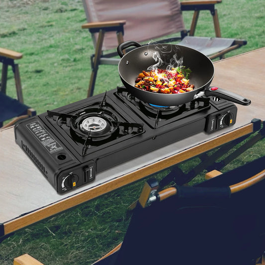 Portable Propane Stove with Safety Lock & Carrying Case