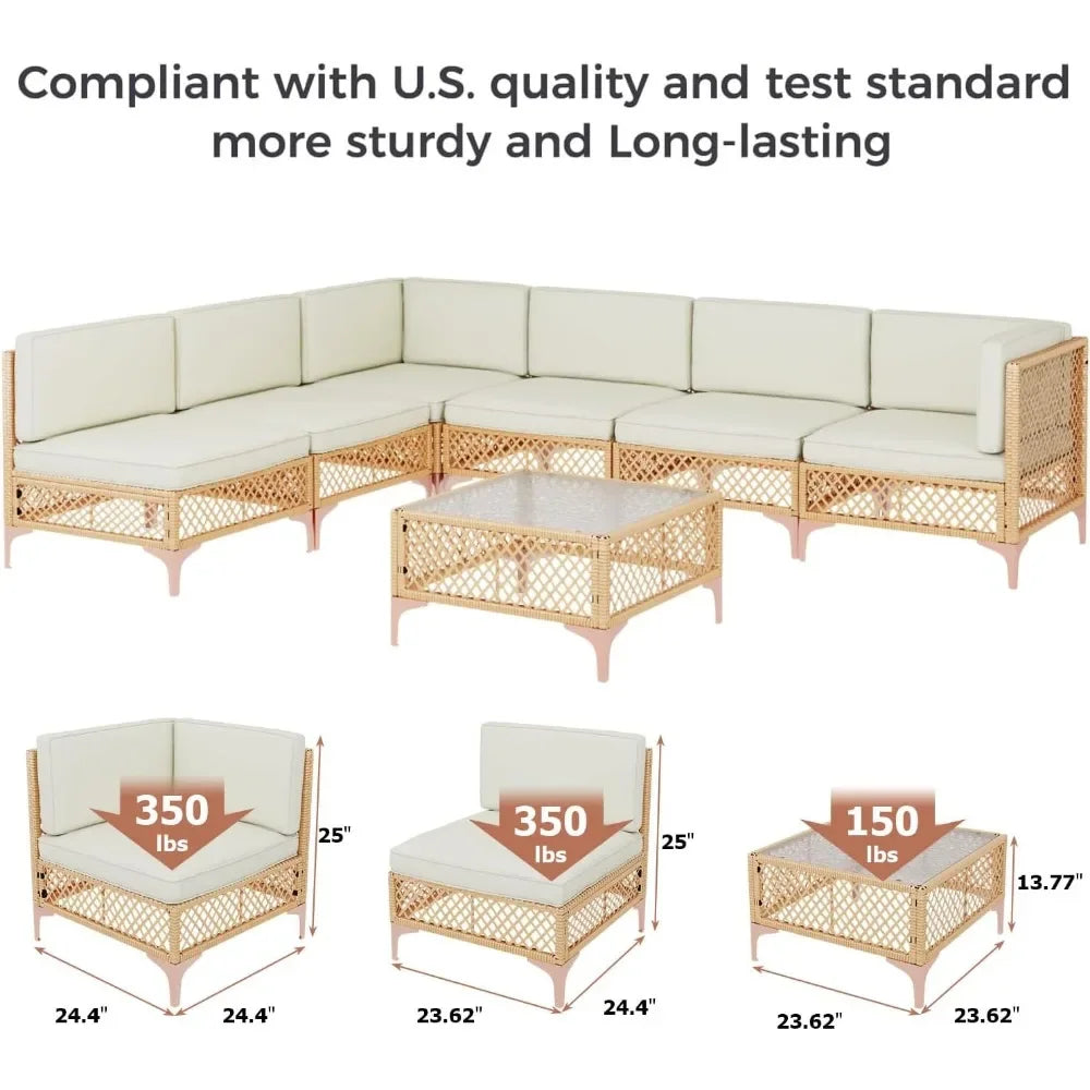 7 Piece Patio Sectional Furniture Set