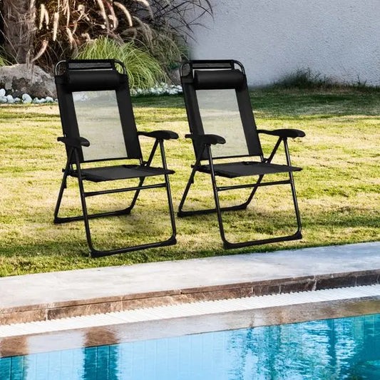 2 Pieces Patio Adjustable Folding Chairs