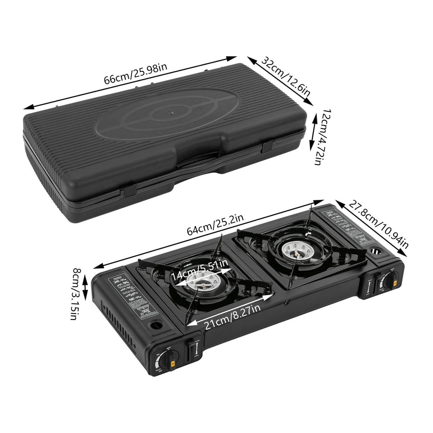 Portable Propane Stove with Safety Lock & Carrying Case