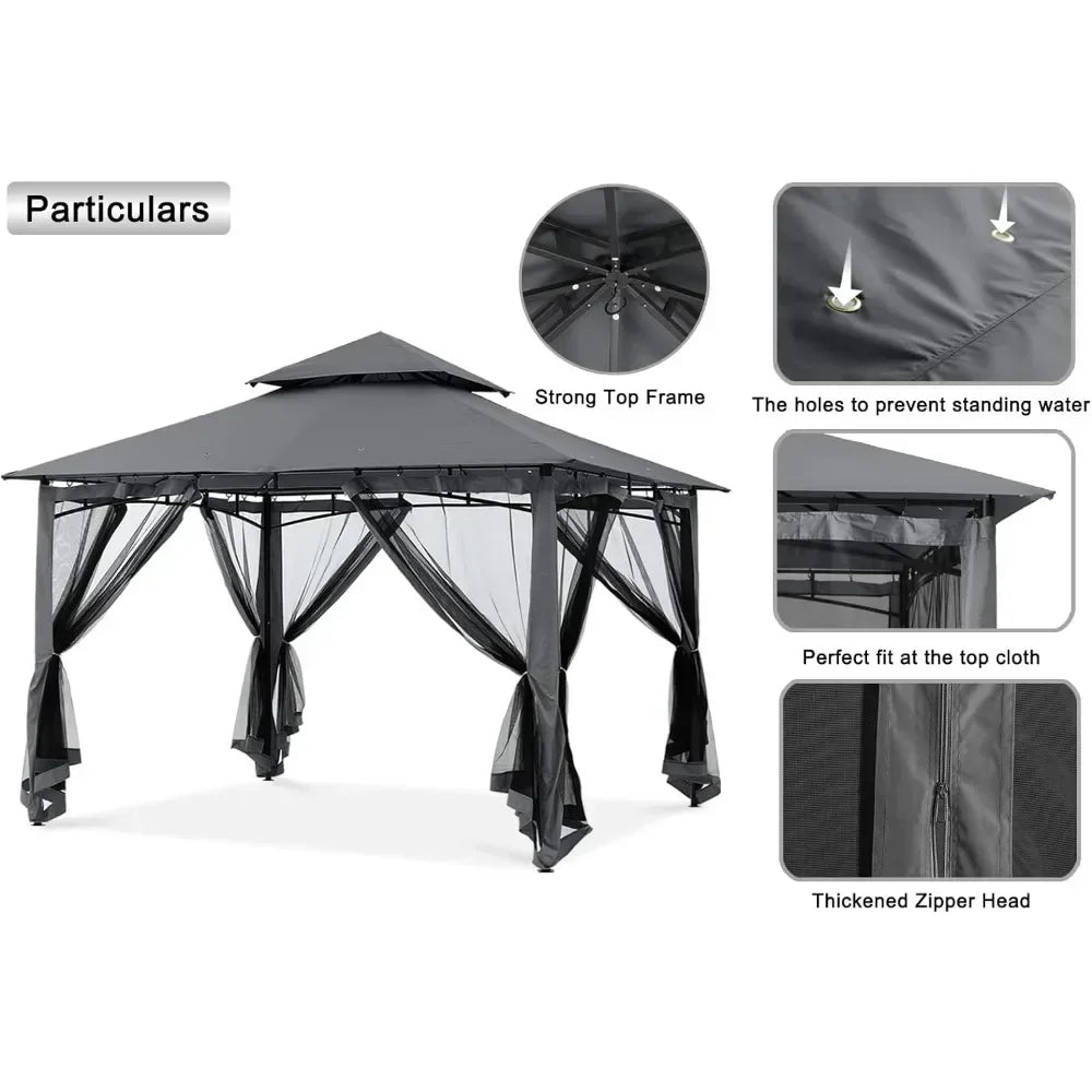 8x8 Gazebo with Steel Frame and Netting Walls