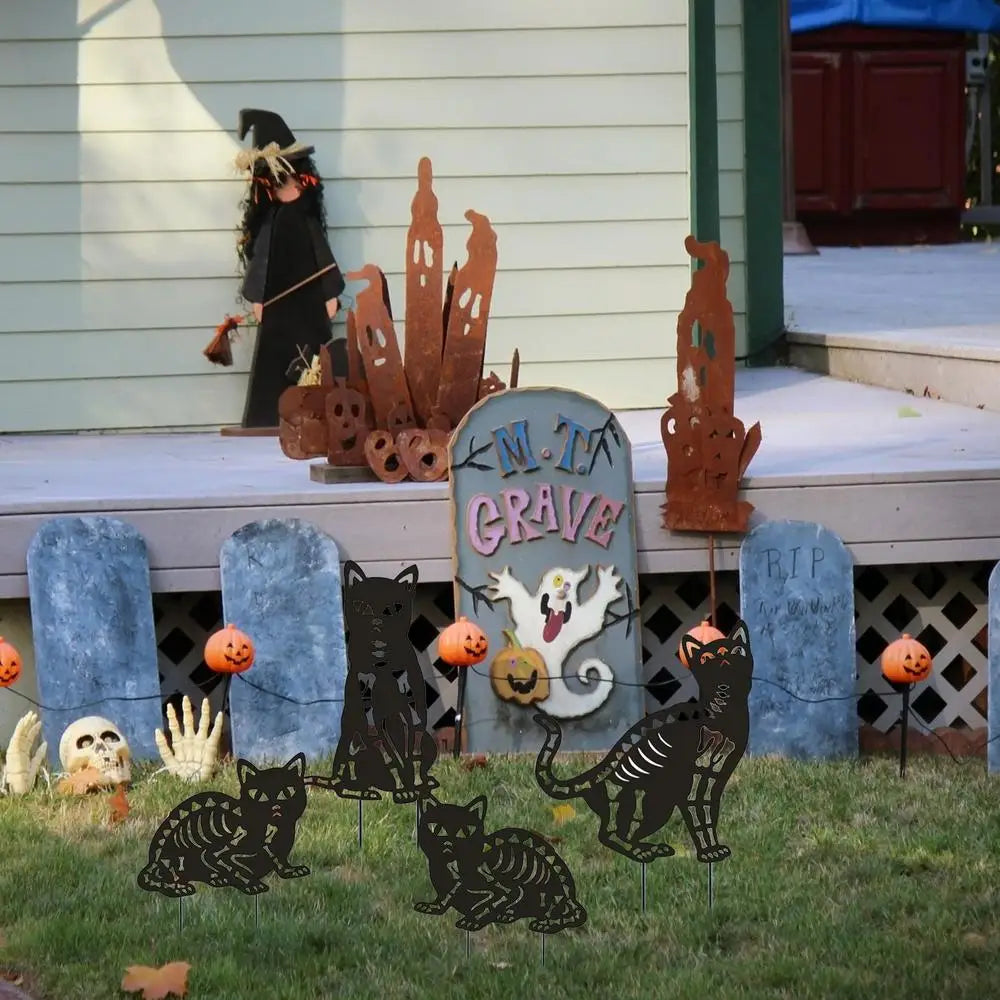 Cat Silhouette Garden Stake Set Of 4