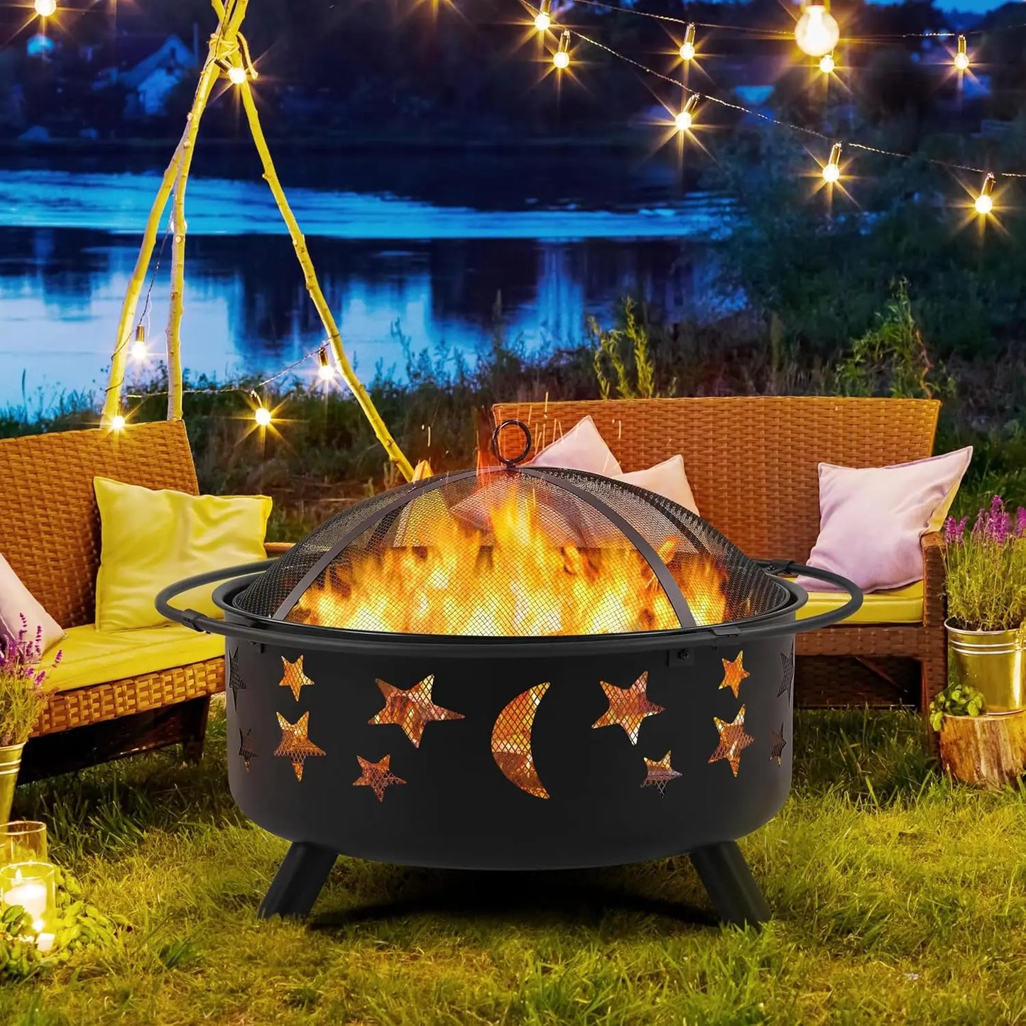 30in Fire Pits for Outside Wood Burning