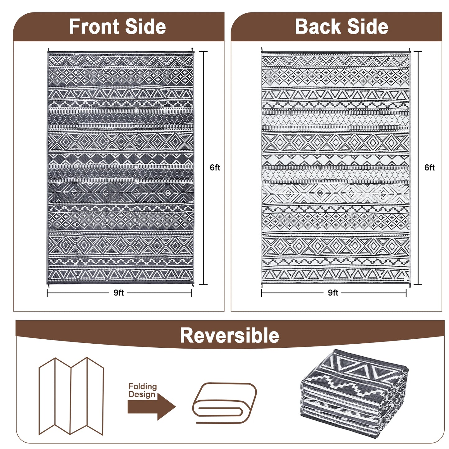 5x8 Waterproof Reversible Patio Rug