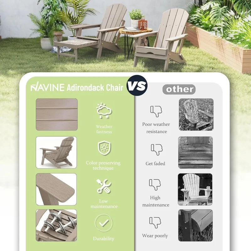 Adjustable Adirondack Chair with Retractable Ottoman Set of 2