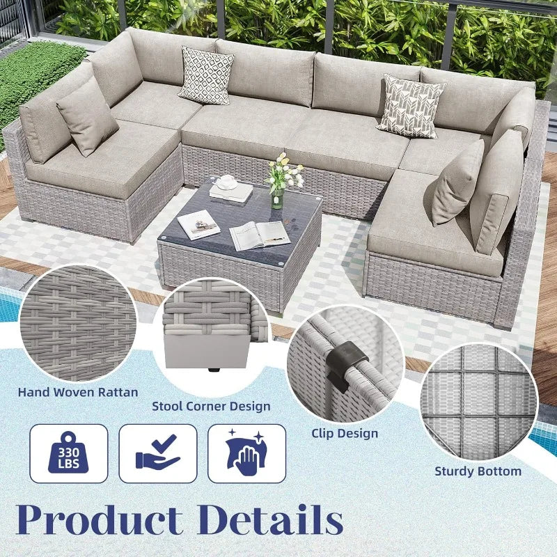 7 Pieces All-Weather Modular Sofa