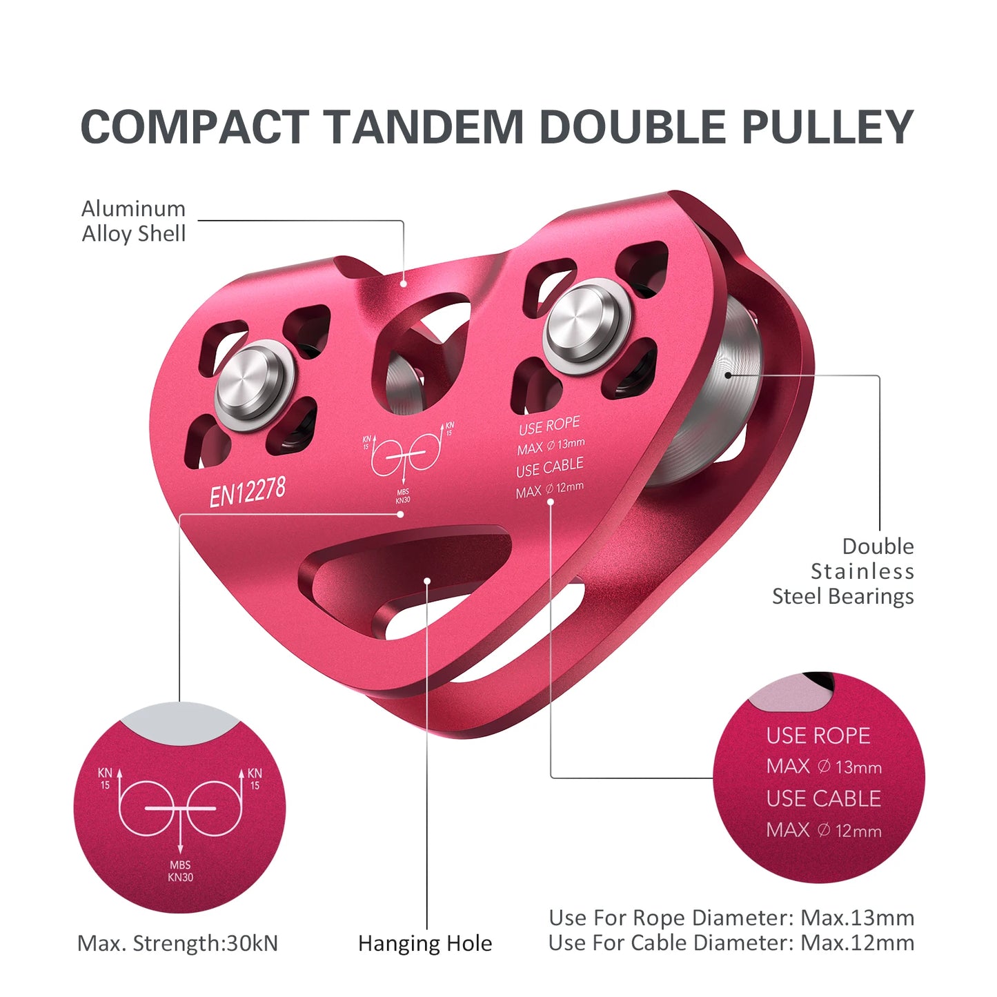 2025 New 30kN Cable Trolley Pulley with Ball Bearing