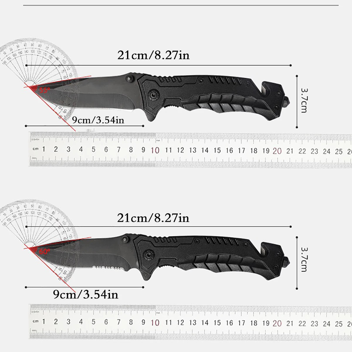 Multi functional camping knife with safety lock