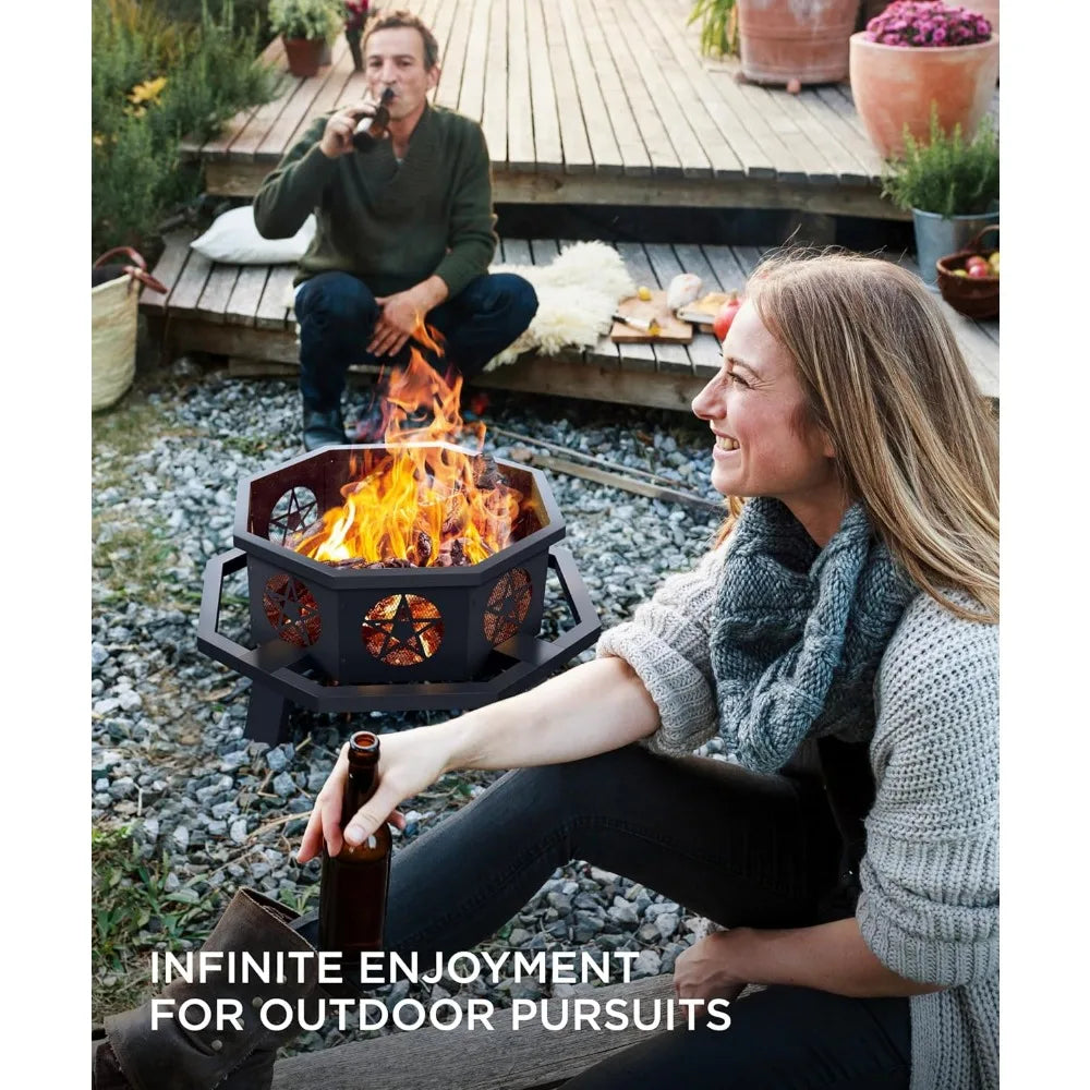 35 Wood Burning Fire Pit with Cooking Grill
