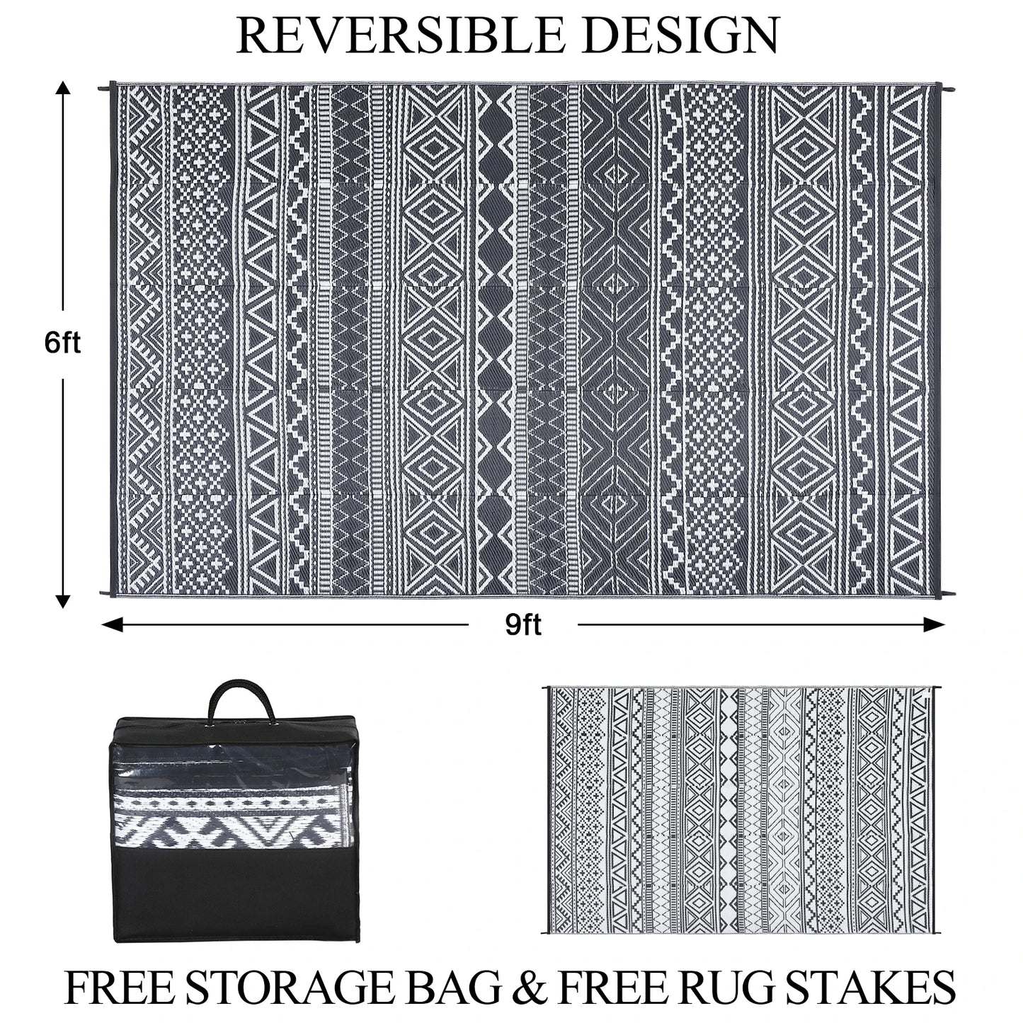 5x8 Waterproof Reversible Patio Rug