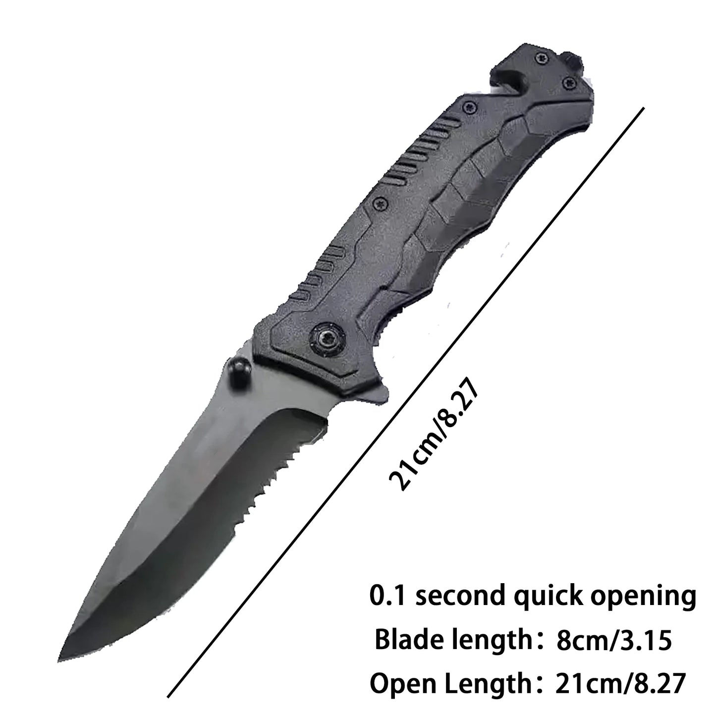 Multi functional camping knife with safety lock