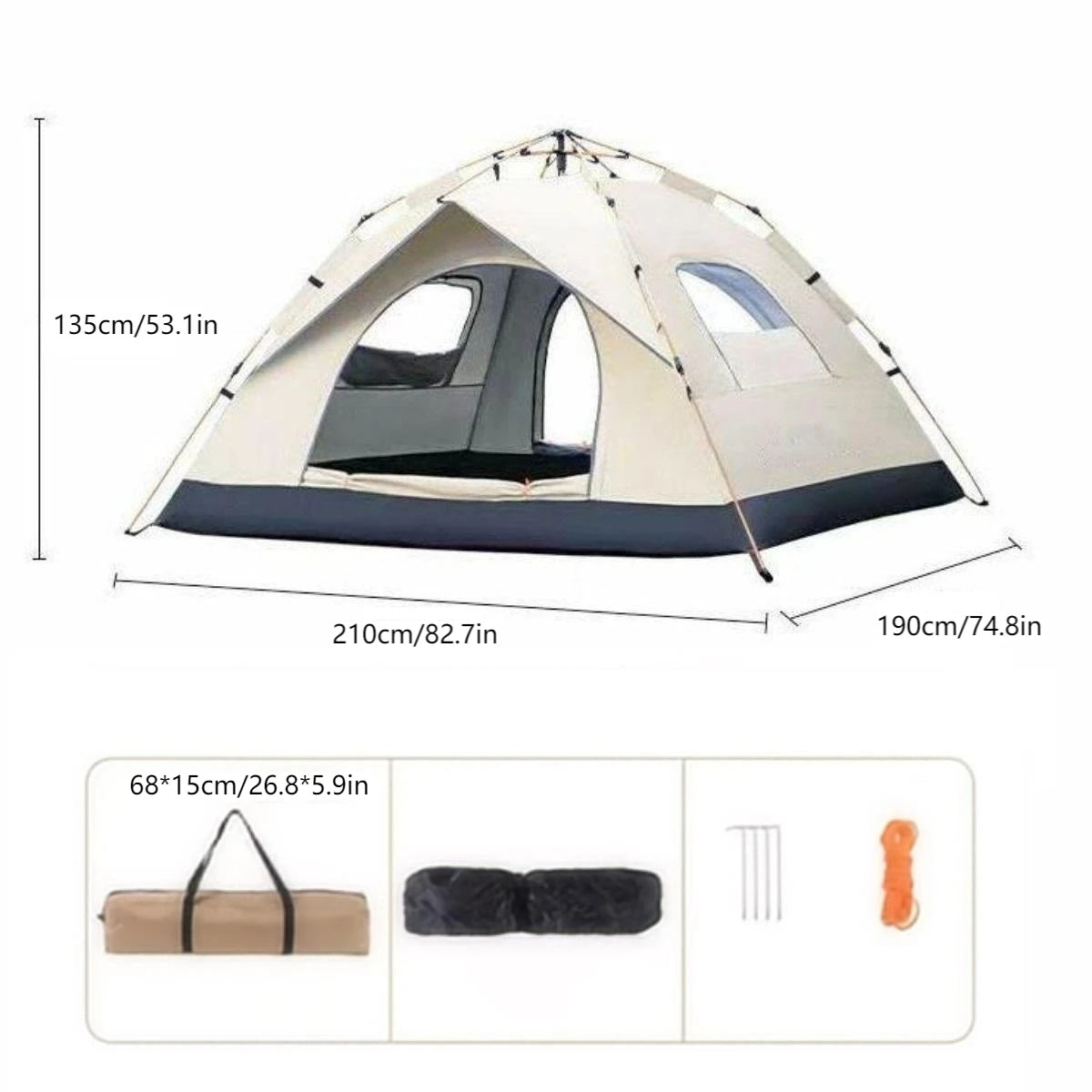 Self-driving Auto Open Tent W/Two doors and two windows