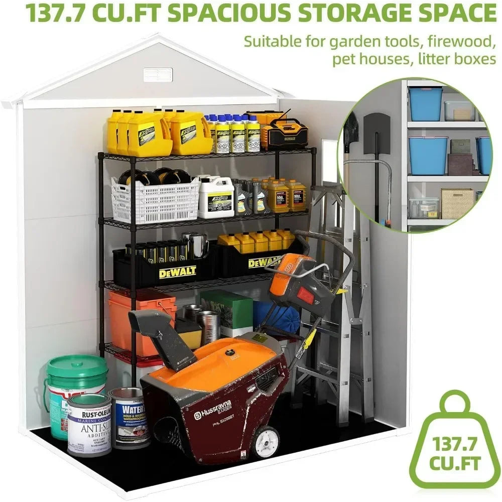 Resin Shed 6x4.4FT, with Floor, Lockable Doors