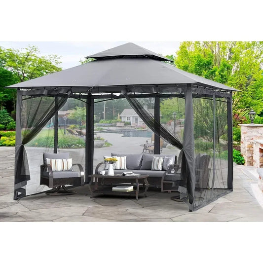 8x8 Gazebo with Steel Frame and Netting Walls