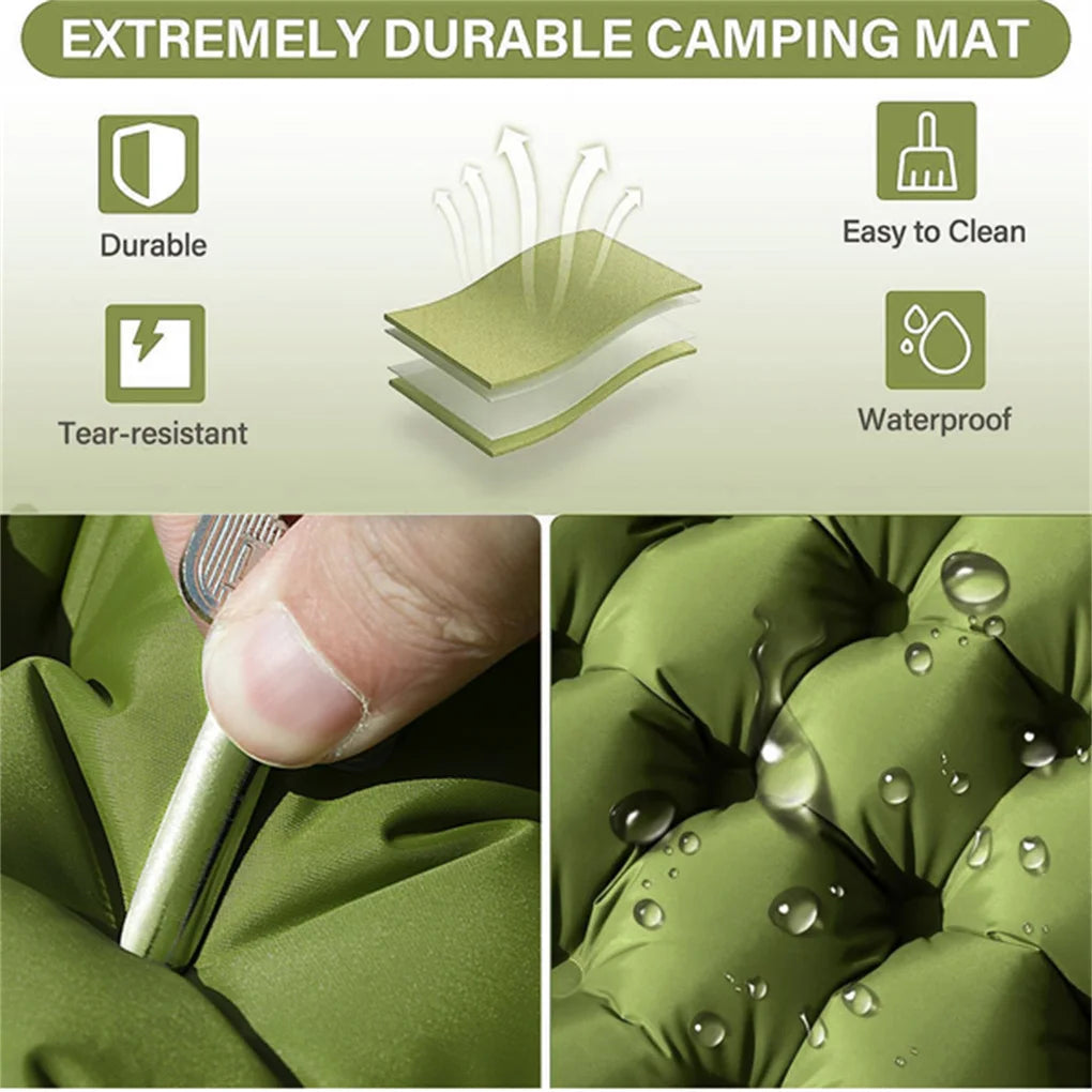 Double Air Mattress with Pillow and Built-in Foot Pump