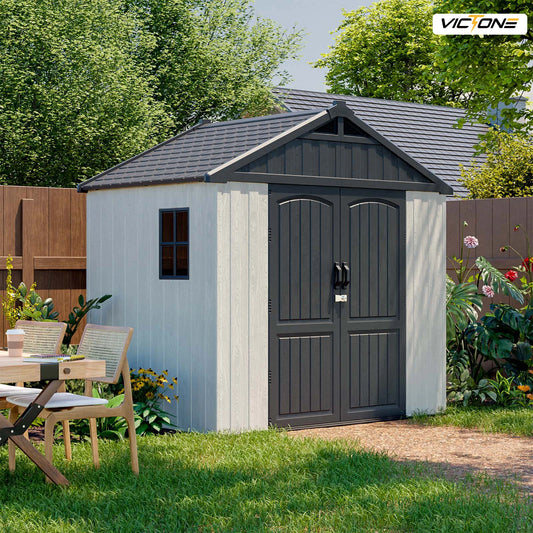 8' x 6' Resin Storage Shed with Floor, Window and Lockable Door